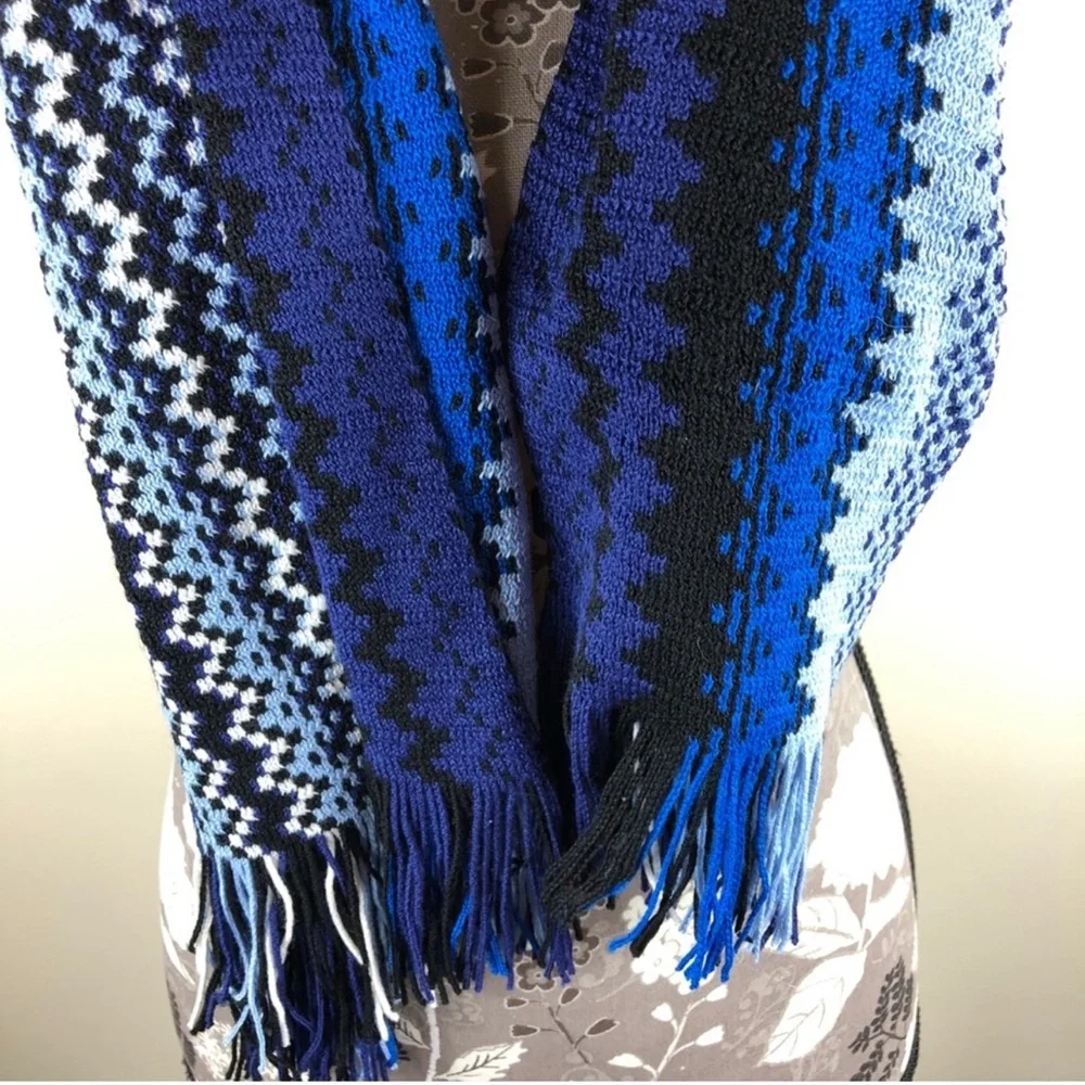 Missoni Multicolor Wool Knit Fringe Scarf